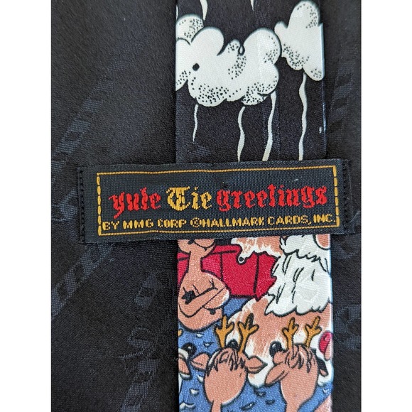 Vtg Hallmark Cards Yule Tie Greetings Hot Tub Santa Reindeer - Picture 4 of 7